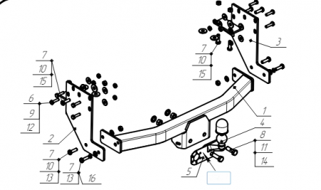 Фаркоп 5615-F Oris на ГАЗ 2310 Соболь шасси 2003- без подрезки бампера. Тип шара: F. Нагрузки: 2500/120 кг, масса фаркопа 22,1 кг (без электрики в комплекте) от магазина ФаркопРос
